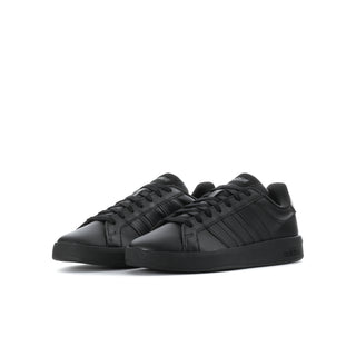 Youth adidas Grand Court 3.0 sneakers, black pair shown from side/three-quarter angle