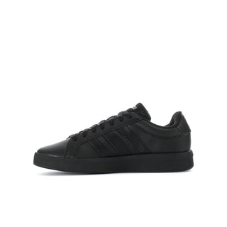 Youth adidas Grand Court 3.0 low-top sneakers, black leather-look upper and lace-up