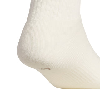 Off-white crew sock with subtle ribbed knit and small logo at toe