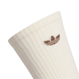 Crew sock cuff in beige with brown Adidas trefoil logo