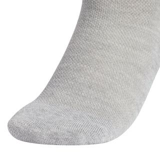 Heather grey youth crew sock with ribbed knit texture and elastic cuff