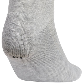 Heather grey youth crew sock with small adidas logo on the ankle