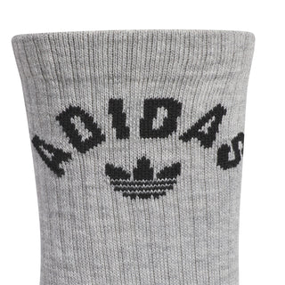 Heather grey youth crew sock with large adidas logo on the leg