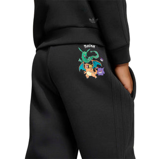 Black kids jogger pants with Pokemon character graphic near thigh seam