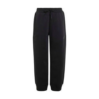 Black kids fleece jogger pants with elastic waistband and cuffed hems