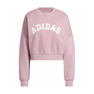 Women’s mauve crewneck sweatshirt with raised ADIDAS logo lettering