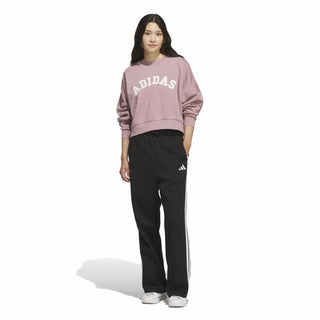 Women’s mauve crewneck sweatshirt with front ADIDAS logo and long sleeves