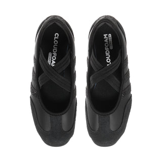 Women's black Mary Jane shoes with cushioned collar and Cloudfoam logo interior