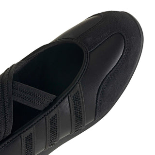 Women's black Mary Jane upper with smooth panels and woven strap detail