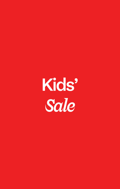 Red background with 'Kids' Sale' text in white