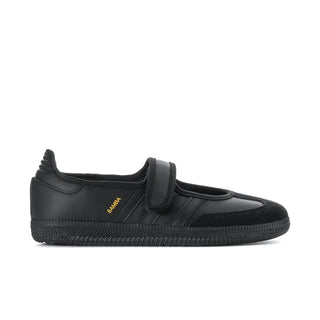 Black Mary Jane slip-on sneakers with hook-and-loop strap and Samba logo