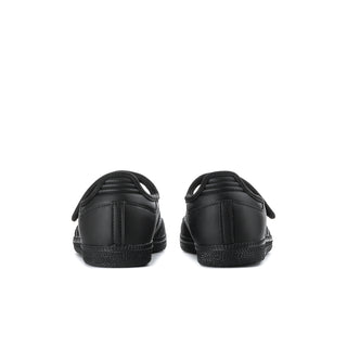 Black Mary Jane sneakers with stitched heel and textured rubber outsole