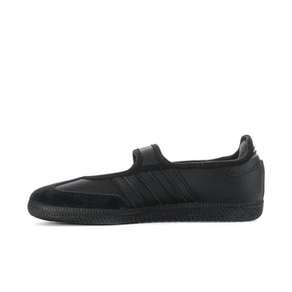 Black Mary Jane sneaker with three side stripes and low-profile rubber sole