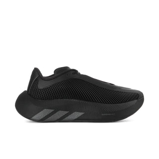 Men's black athletic sneakers with textured knit upper and 3-stripe logo