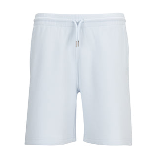 Youth double-knit shorts in light blue, elastic waistband and drawstring front