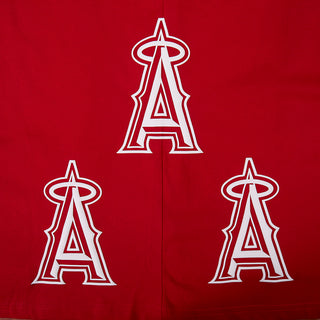 Red mens T-shirt with large white Angels A logos on chest