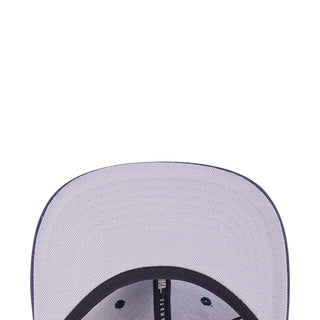 Inside view of six-strapback cap showing light underbrim and interior seam