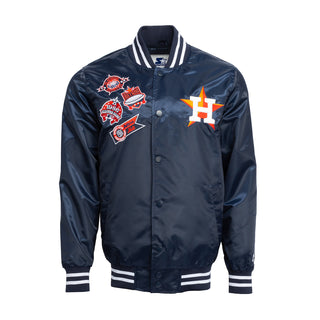 Astros Patch Satin Varsity Jacket - Mens