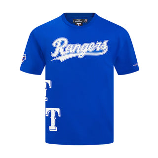 Blue men’s Rangers graphic T-shirt with crew neck and short sleeves