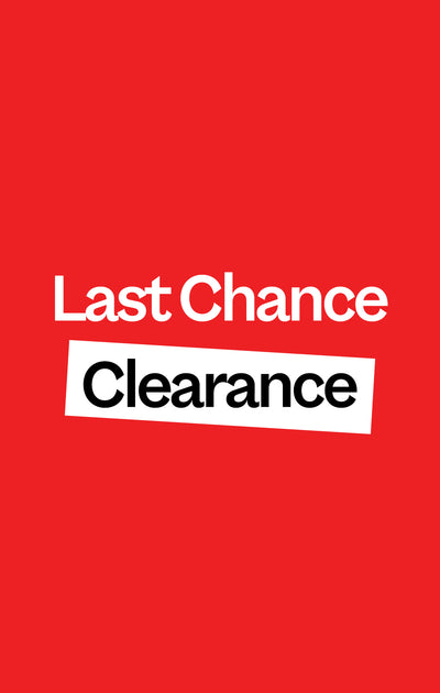 Red background with 'Last Chance Clearance' text in white and black.
