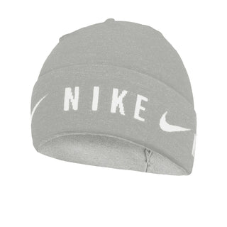 Nike Dri-Fit lightweight knit beanie, grey with white logo and cuff hem