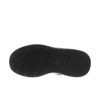 Black slip-resistant rubber outsole with traction pattern