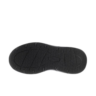 Black outsole for slip-resistant sneakers with patterned tread and traction grips
