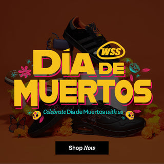 WSS Día de Muertos footwear with marigolds and butterflies. Celebrate Día de Muertos with us. Shop now.