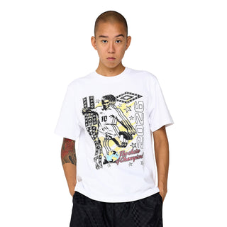 Men's white graphic T-shirt with large front player artwork and '10' detail