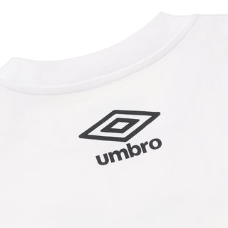 White T-shirt with Umbro logo on chest near neckline