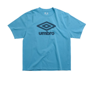 Men's athletic jersey tee, turquoise blue with Umbro logo graphic on the chest