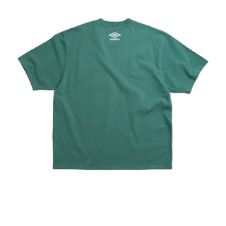 Men's teal athletic T-shirt with Umbro mark at back collar, crew neck.