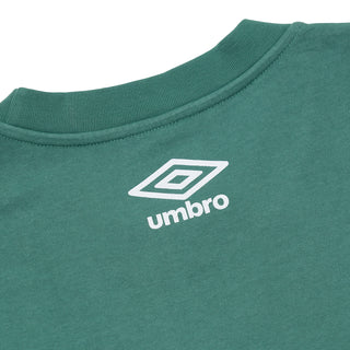 Men's teal athletic T-shirt with white Umbro logo on chest, crew neck trim.