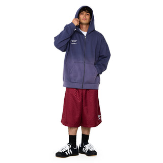 Cordovan checkered nylon shorts worn with dark socks