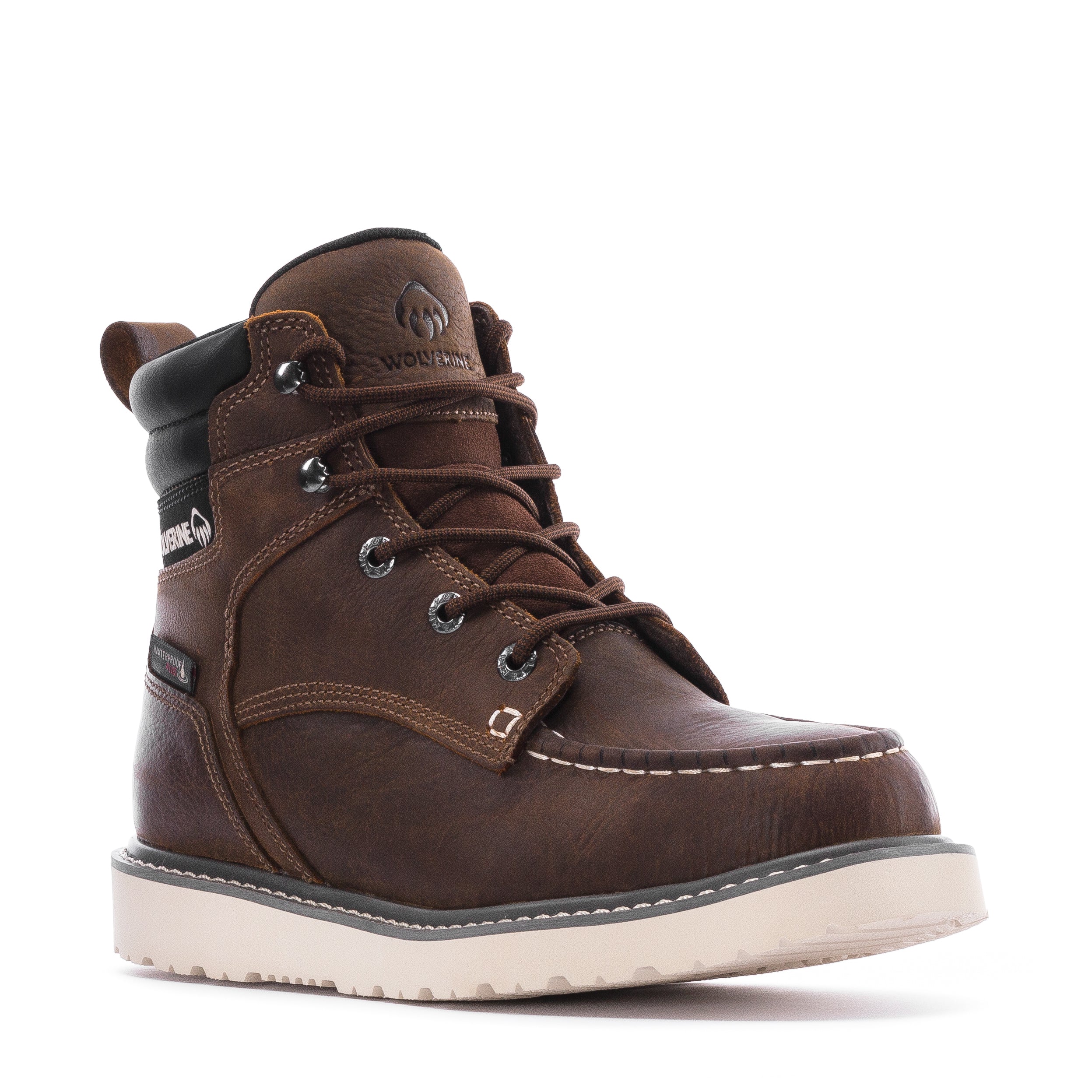 thumbnail image 2 of Wolverine Trade Wedge Unlined Moc Toe Work Boot – Men's 10 D (Medium), Dark Brown Leather 2 of 3