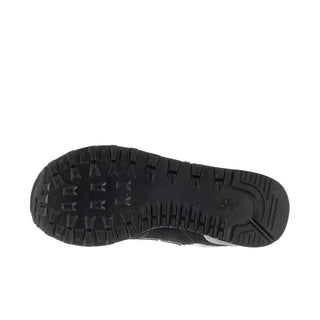 Women's New Balance 574 sneaker outsole, black rubber tread with traction pattern