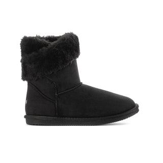 Youth black wrap boot with faux-fur cuff and rounded toe