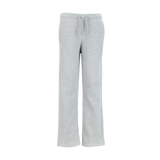 Youth heather grey fleece wide-leg pants with elastic waist and drawstring