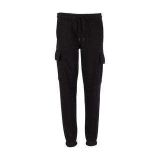 Youth black fleece cargo pants with drawstring waist and cargo pockets