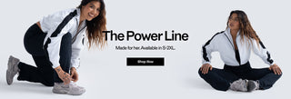 Two women in athletic wear with 'The Power Line' text on a white background