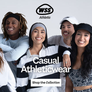 Group of people wearing casual athletic wear with WSS Athletic branding.