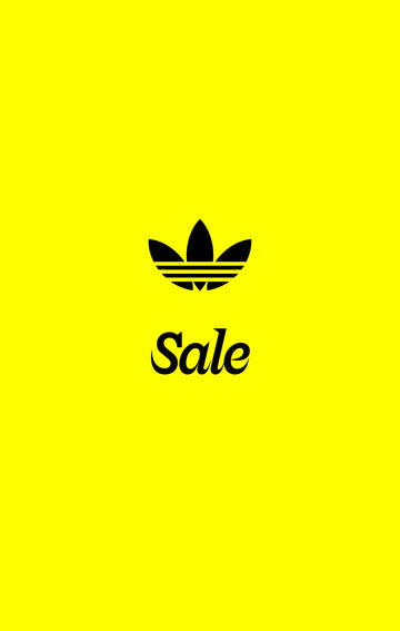 Adidas logo with 'Sale' text on a yellow background