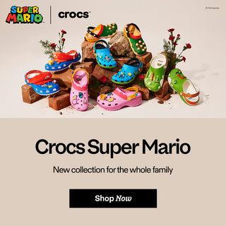 Super Mario crocs collection of shoes for the whole family. Shop Now