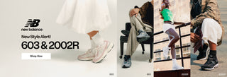 New Balance 603 and 2002R new style alert — shop now at WSS. Four-panel collage of men and women styling New Balance sneakers in casual and urban looks.