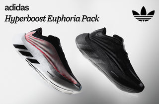 adidas Hyperboost Euphoria Pack white red and black and black on black shoes. Shop now 