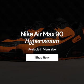 Promotional image of Nike Air Max 90 Hypervenom shoes with text on a dark background