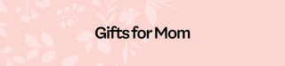 Text 'Gifts for Mom' on a pink floral background