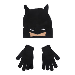 Conjunto de guantes y gorro con vuelta de cara grande de Batman para niños