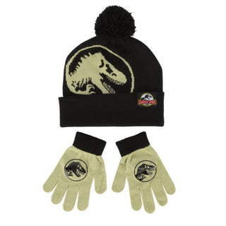 Kids Jurassic Park Pom Beanie & Glove Set